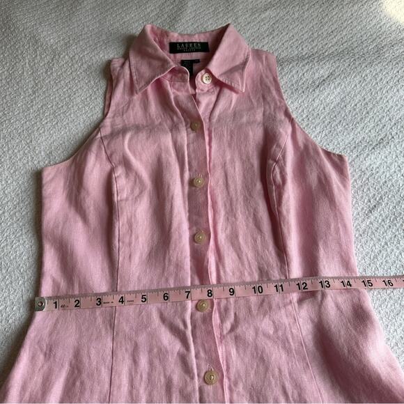 Ralph Lauren Pink Linen Button Front Dress 2P XS Y2K Barbiecore Prepp - Picture 4 of 6